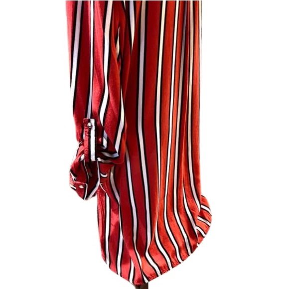 Turkish designed Grandi Red and white striped element blouse, size M - Picture 3 of 16